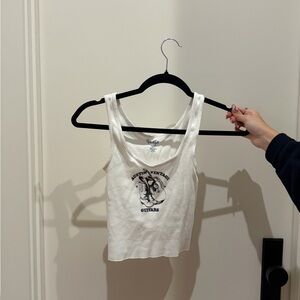Brandy Melville White Graphic Tank Top